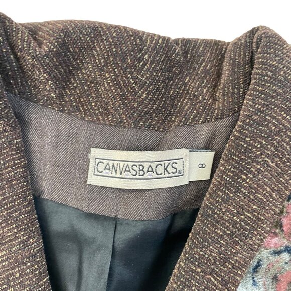 Canvasbacks Patchwork Women's Vest Size 8 Brown Multi-Fabric Boho Chic Layered L - Picture 2 of 7